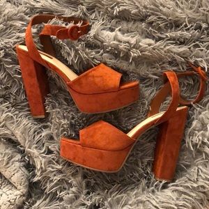 faux-suede platform heels